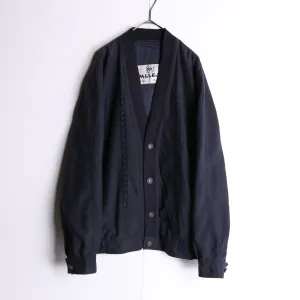 navy line mix cardigan blouson