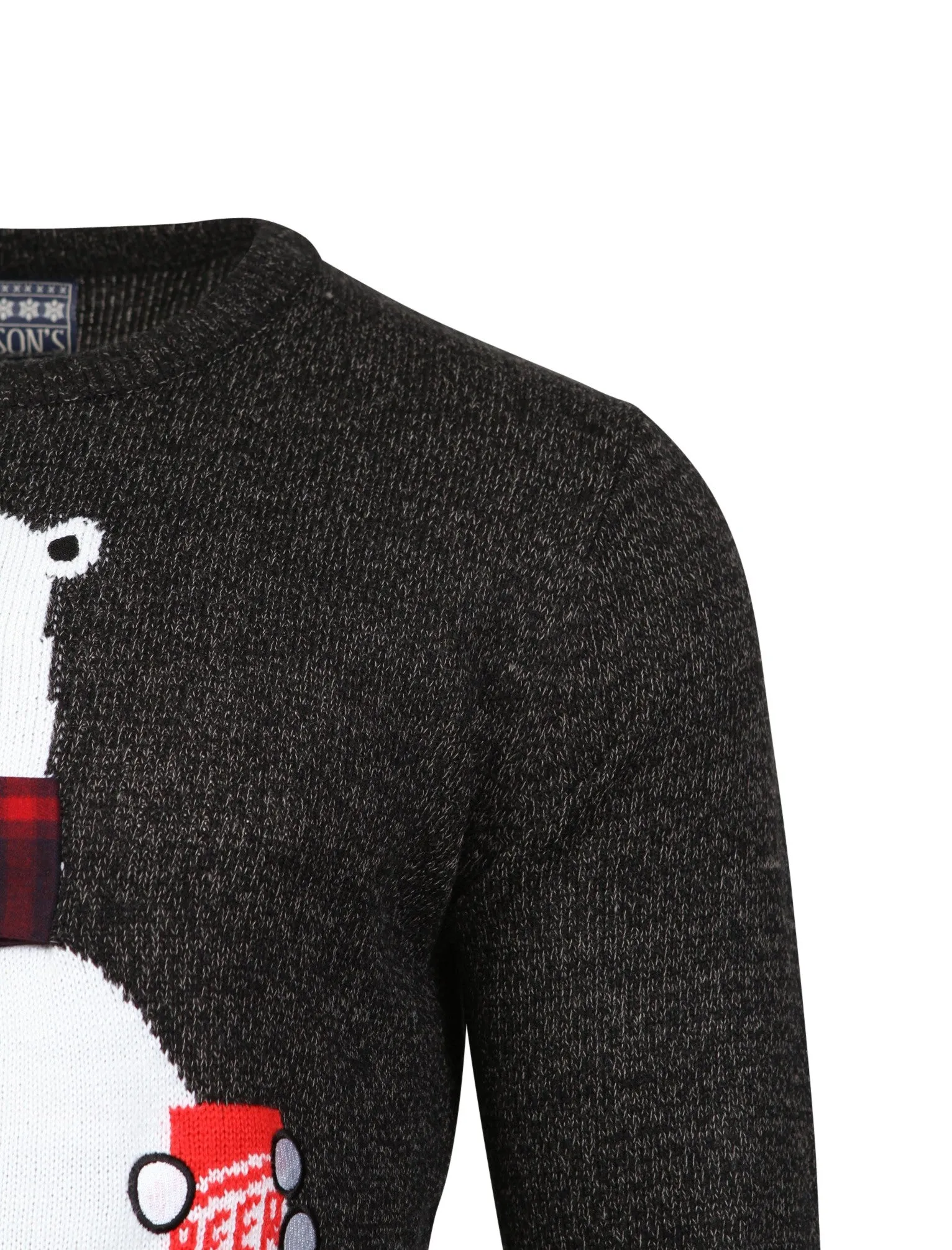 Novelty Christmas Jumper In Castlerock & Black - Season's Greeting
