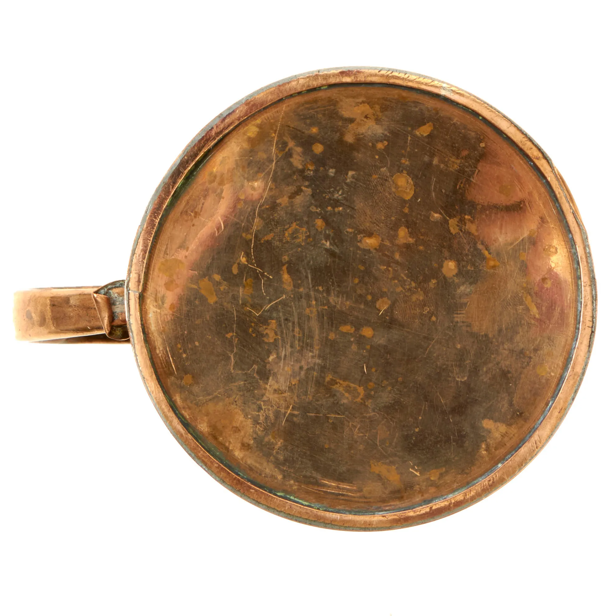 Original British Napoleonic Royal Navy Silver Plated Copper Pint Tankard from HMS ZEALOUS with Nelson’s “Band of Brothers” Engraved on the Side - c. 1800