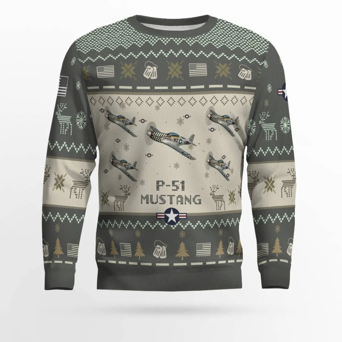P-51 Mustang The Checkertail Clan P51_Aircraft Ugly Sweater, Ugly Sweater Christmas Shirt for Men Dad Veteran