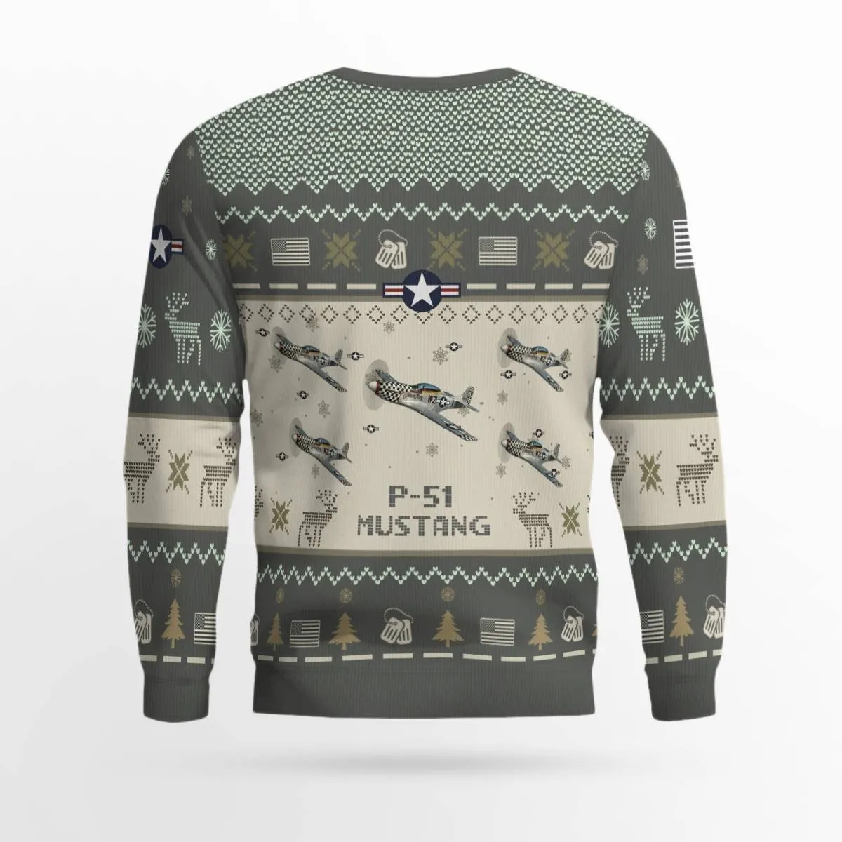 P-51 Mustang The Checkertail Clan P51_Aircraft Ugly Sweater, Ugly Sweater Christmas Shirt for Men Dad Veteran