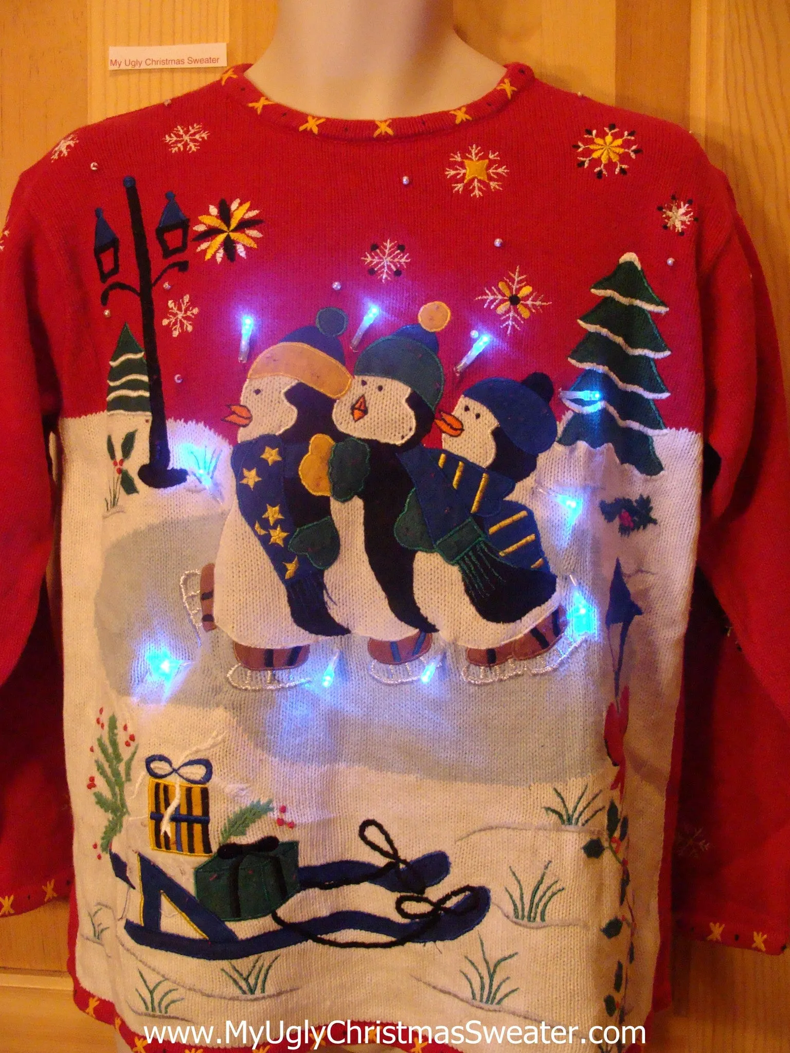 Penguins in Winter Light Up Christmas Sweater
