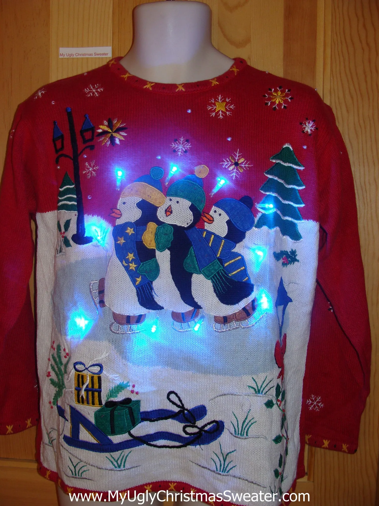 Penguins in Winter Light Up Christmas Sweater