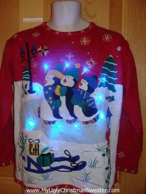 Penguins in Winter Light Up Christmas Sweater