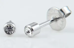Pre-Sterilised Hypoallergenic Surgical Steel 2mm Crystal Earrings (1 pair) - 21-204