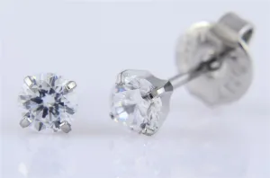 Pre-Sterilised Hypoallergenic Tiffany Surgical Steel CZ 4mm Clear Earrings (1 pair) - 33-404