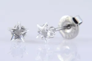 Pre-Sterilised Hypoallergenic Tiffany Surgical Steel CZ 5mm Star Earrings Clear (1 pair) - 33-504