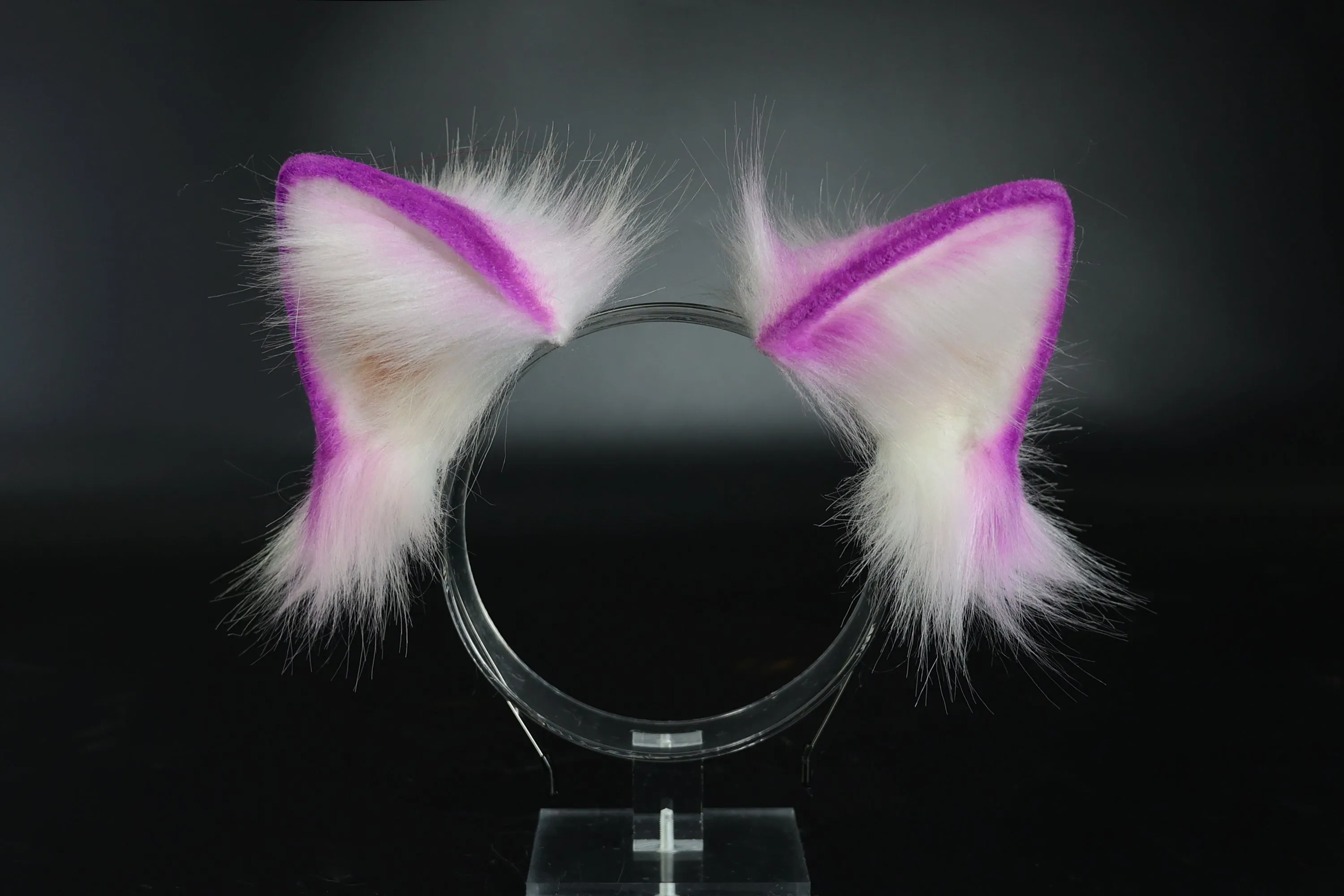 Purple white faux fur shepherd dog tail and ear set Shiba Inu dog ear and tail set animal cosplay petplay puppy ear and tail set halloween