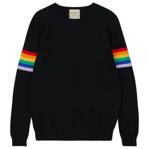 Rainbow Arms Cashmere Crew in Black