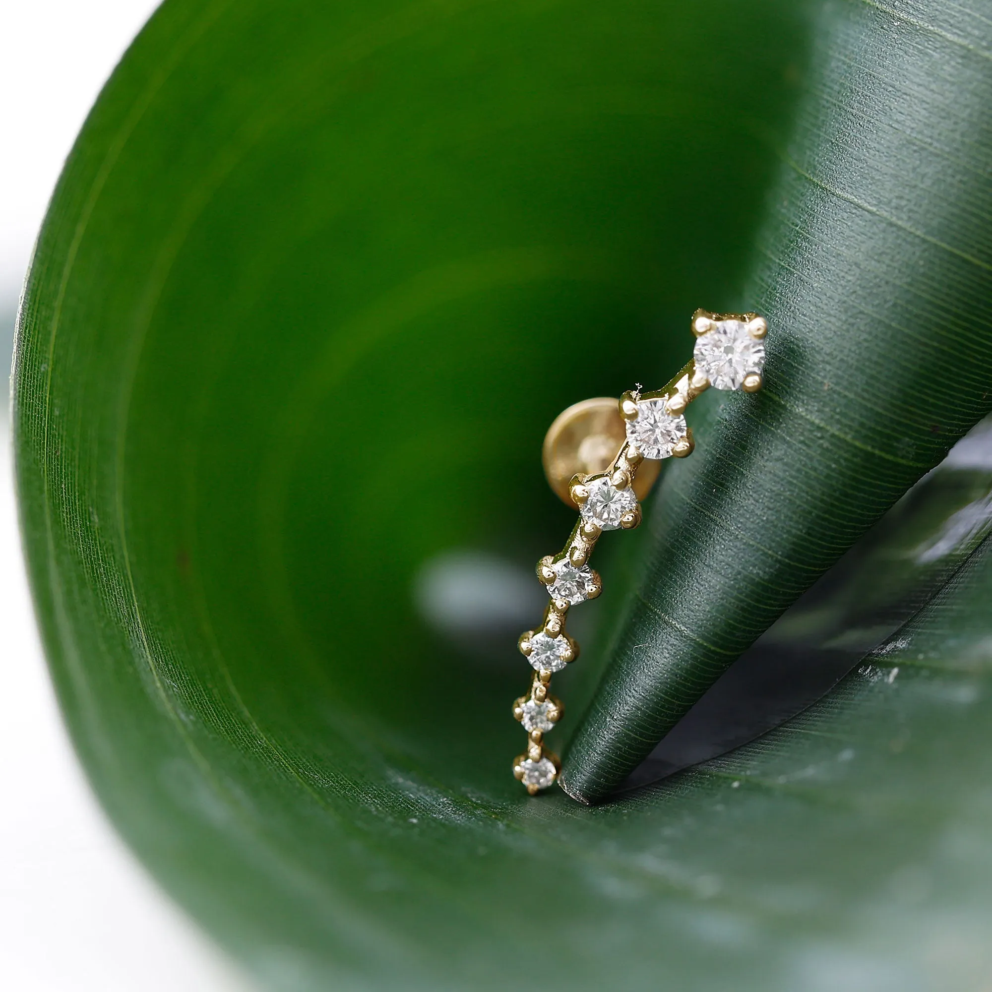 Real Diamond Ear Climber Earring for Helix Piercing
