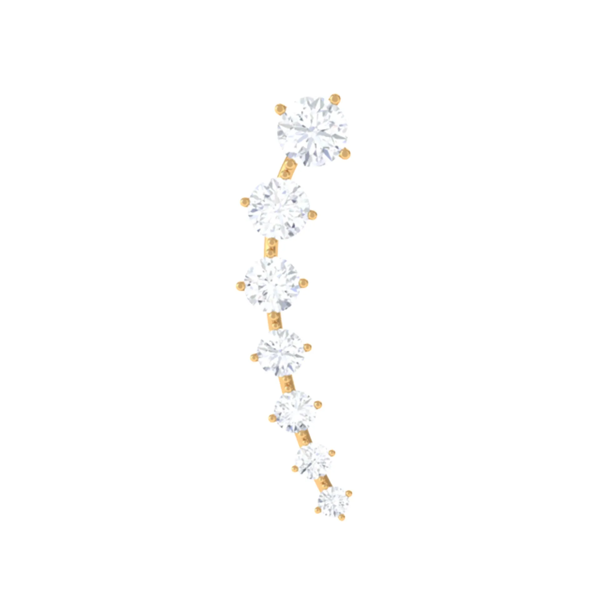 Real Diamond Ear Climber Earring for Helix Piercing
