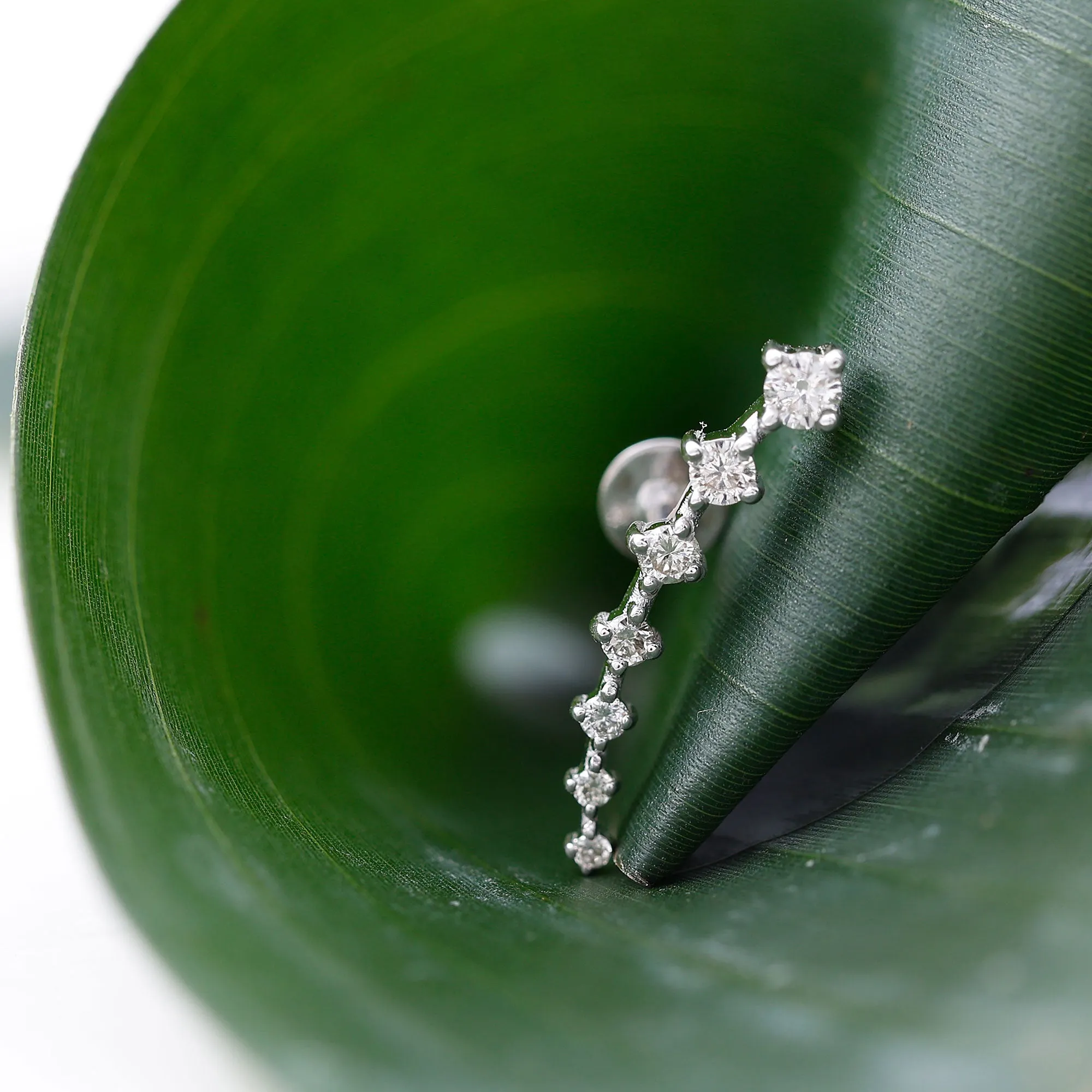 Real Diamond Ear Climber Earring for Helix Piercing