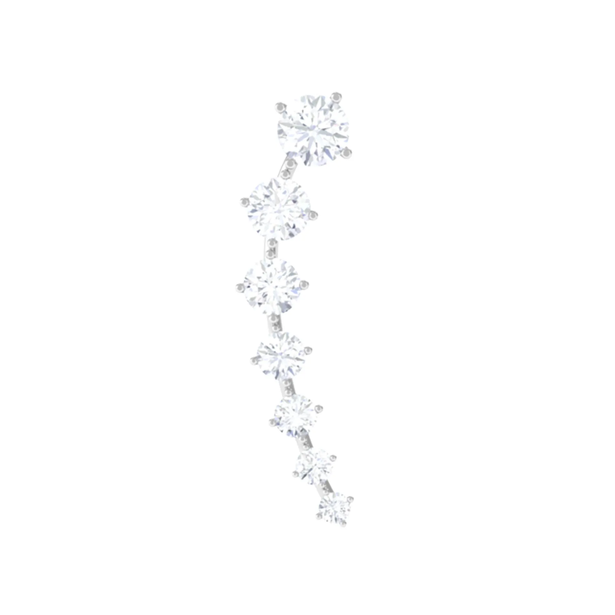 Real Diamond Ear Climber Earring for Helix Piercing