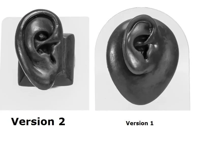 Realistic Adult-Sized Silicone Right Ear Display - Black Body Bit Version 2