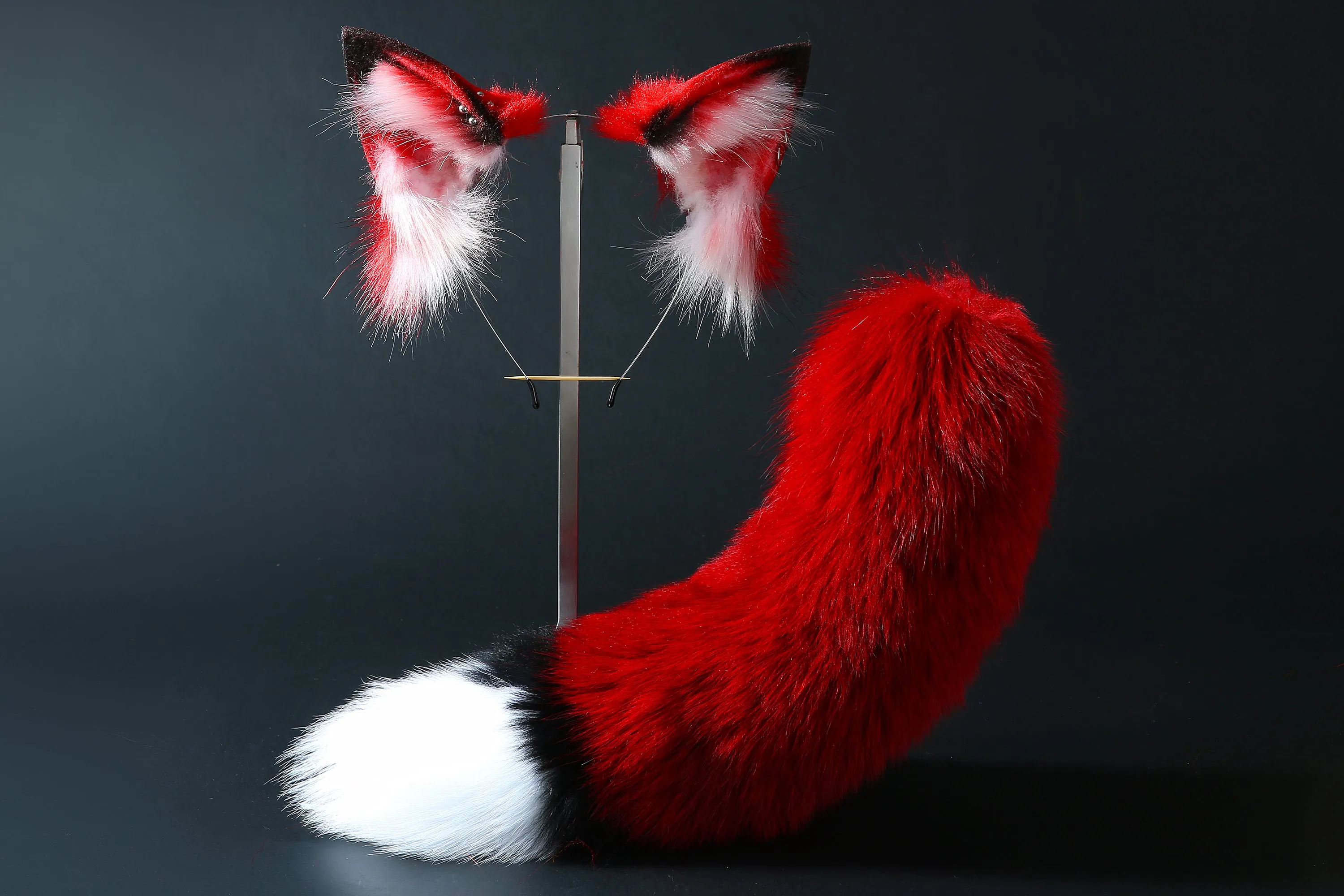 Red fox tail and ear set fox ear and tail cosplay wolf tail and ear cat tail cat ear anime cosplay kitten earsand tail kittenplay Halloween