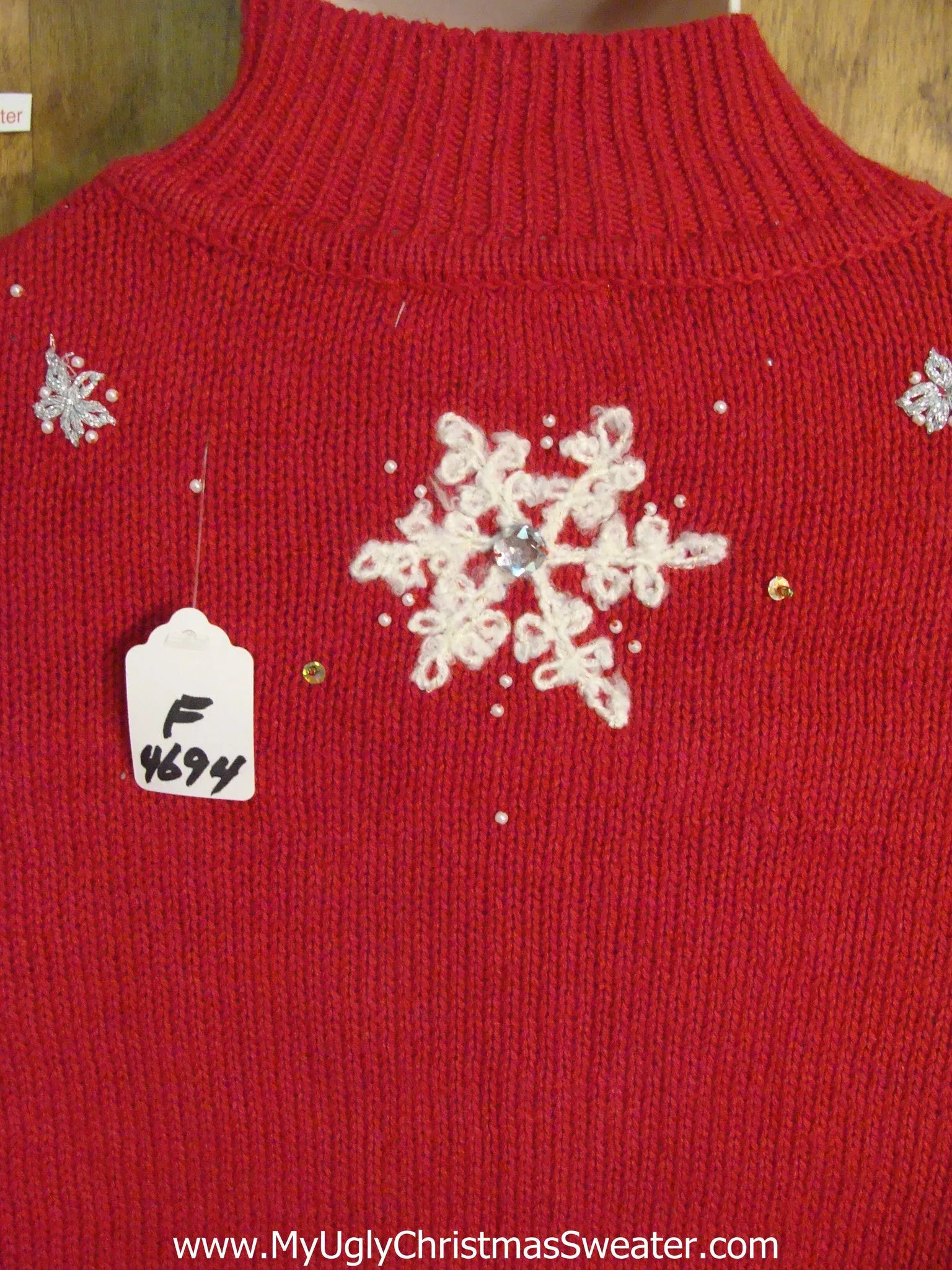 Red Ugly Christmas Sweater with Bling Trees