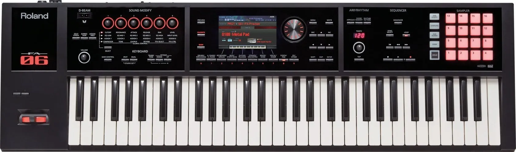 Roland PK 61-key Music Workstation FA-06   ISK HP2000 Headphone w/Free 3.5mm AUX Cable & Magnet Car Mount