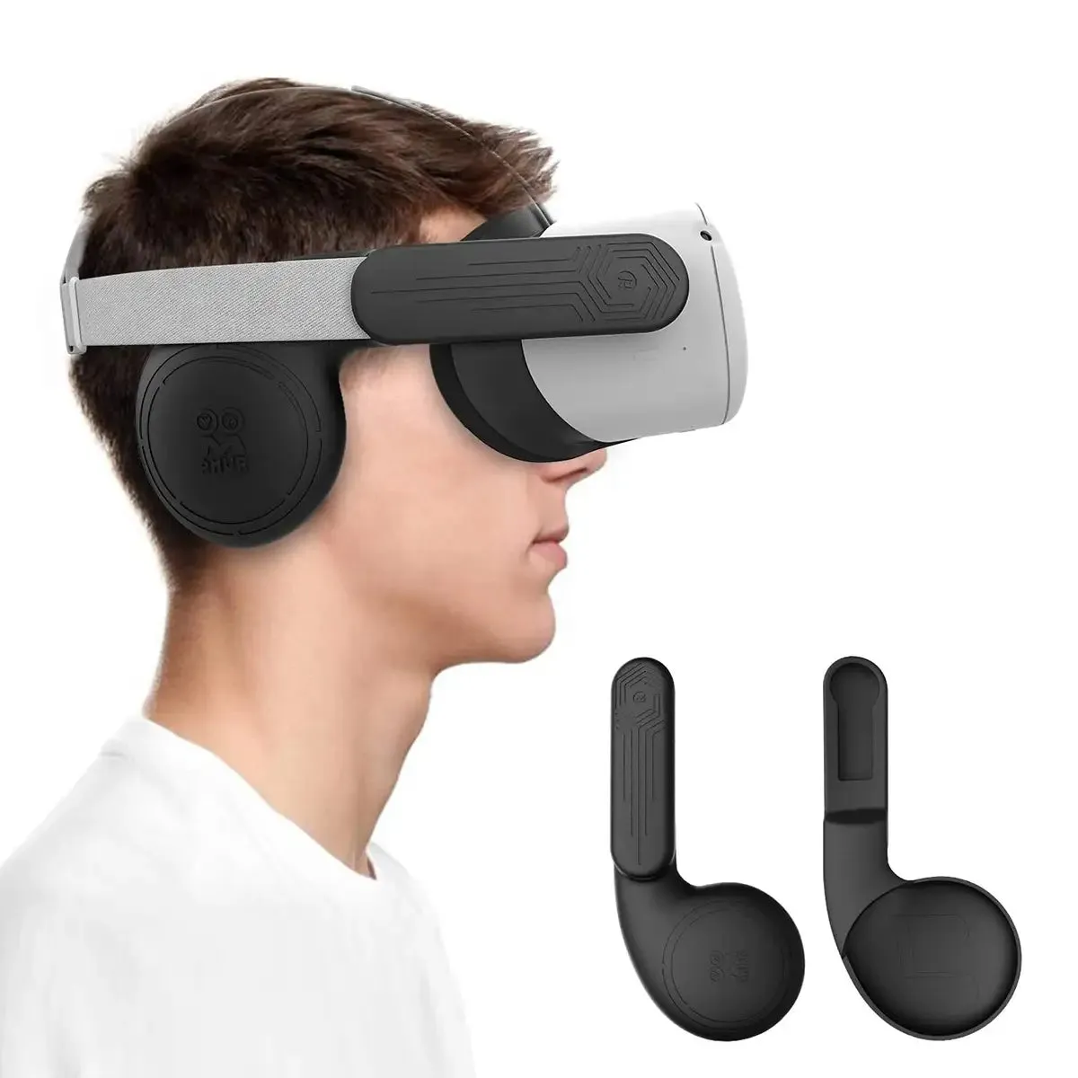 Silicone Ear Muffs - White and Black | for Quest 2