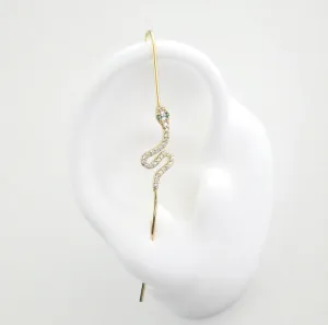 Snake Green Eyes Diamond CZ Ear Pin Earring