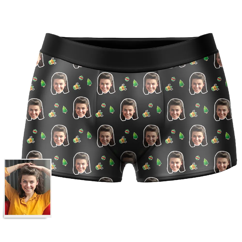 Solid Color Custom Face Boxer Shorts, Custom Underwear For Men