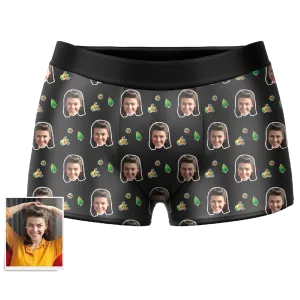 Solid Color Custom Face Boxer Shorts, Custom Underwear For Men