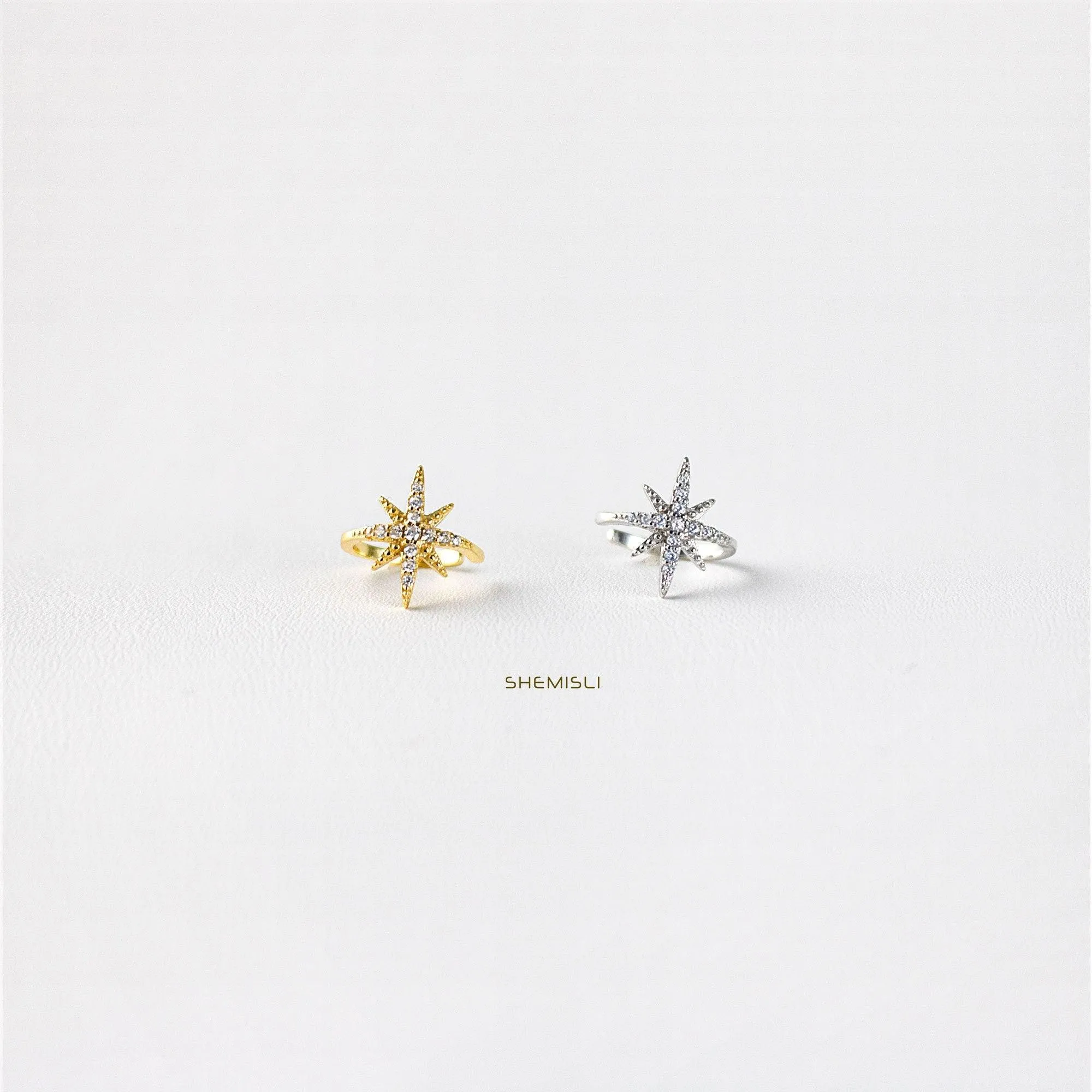 Starburst Ear Cuff, Star Conch Cuff, Earring No Piercing is Needed, Gold, Silver SHEMISLI - SF035