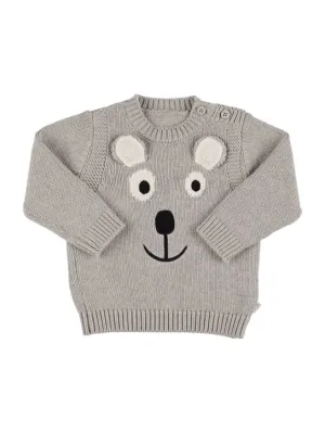 Stella McCartney Kids   Embroidered organic cotton knit sweater 