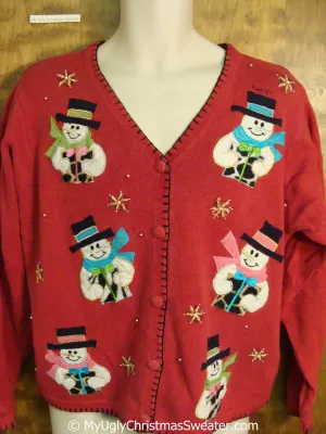 Tacky Christmas Sweater with Six Snowmen