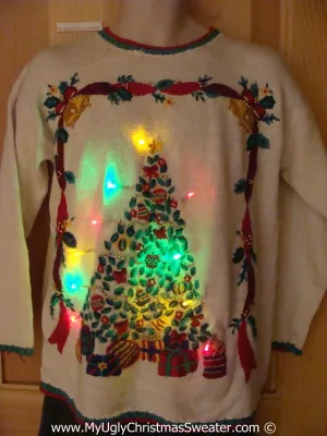 Tacky Xmas Sweater with Lights Huge 80s Tree (g145)