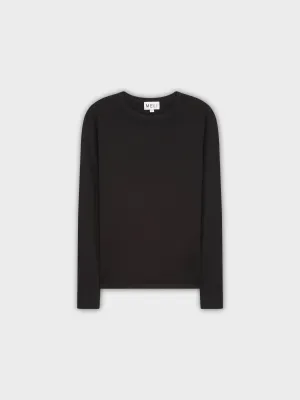 THIN KNIT CREW SWEATER-BLACK