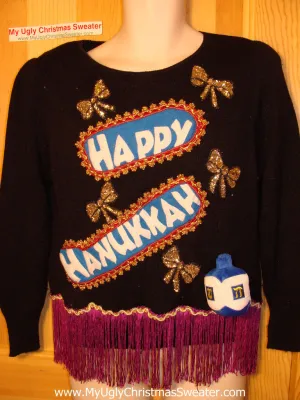 Ugly Christmas Sweater Party Hanukkah Sweater Vintage 80s (j153)