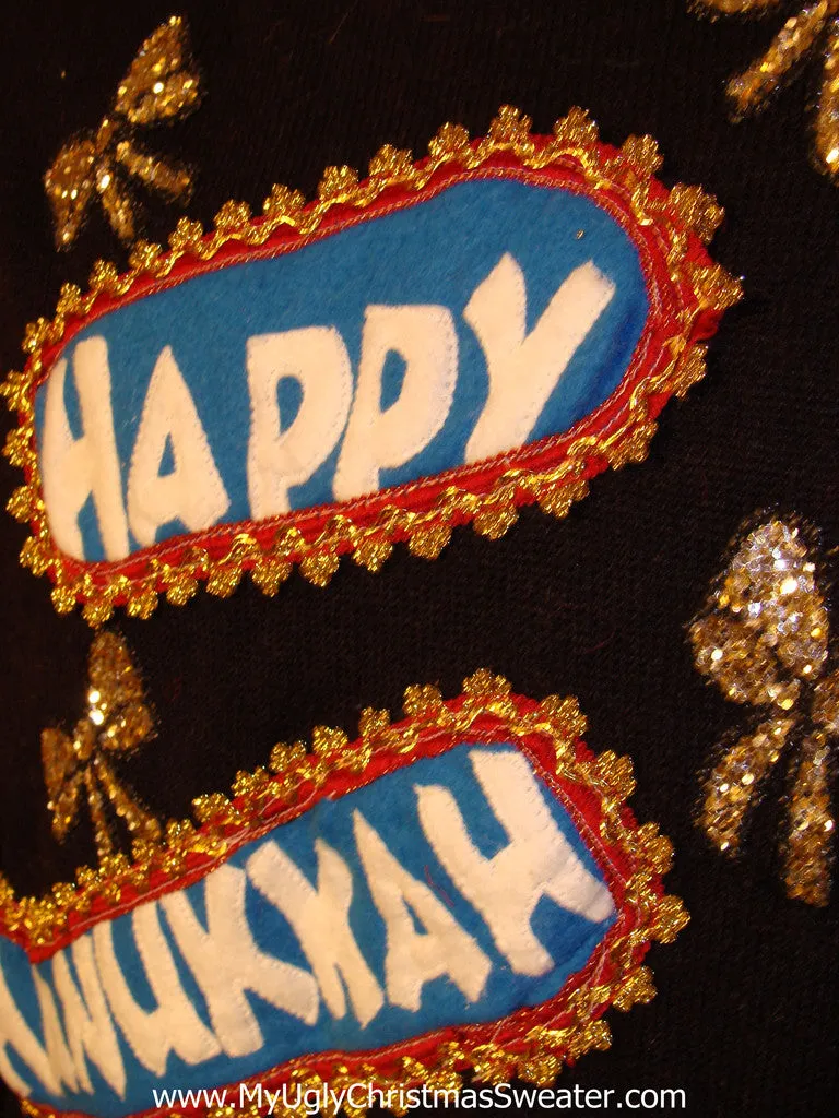 Ugly Christmas Sweater Party Hanukkah Sweater Vintage 80s (j153)