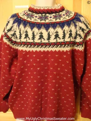 Ugly Christmas Sweater Party Vintage Festive Nordic Sweater by Eddie Bauer (v43)