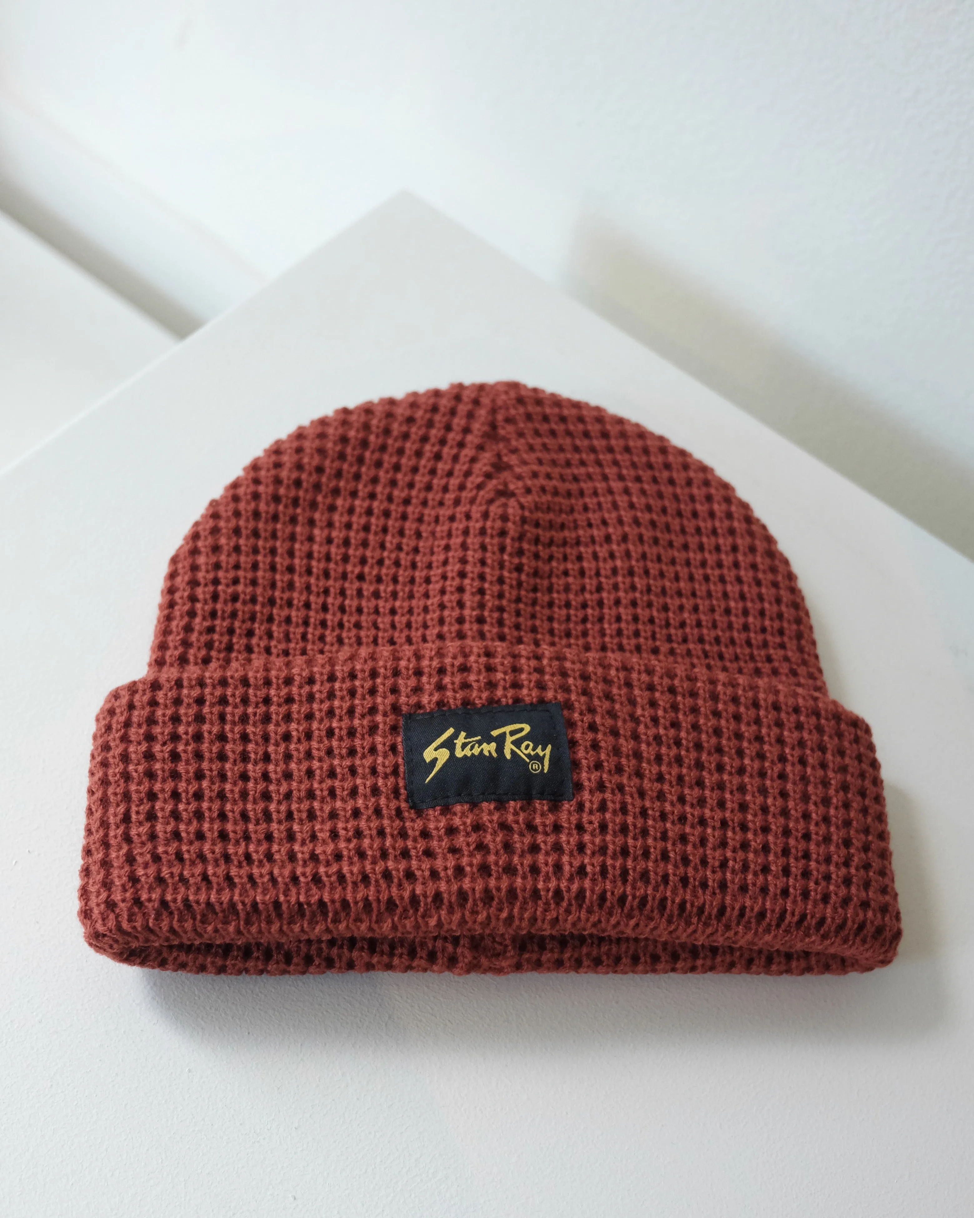Waffle Knit Beanie, Cranberry