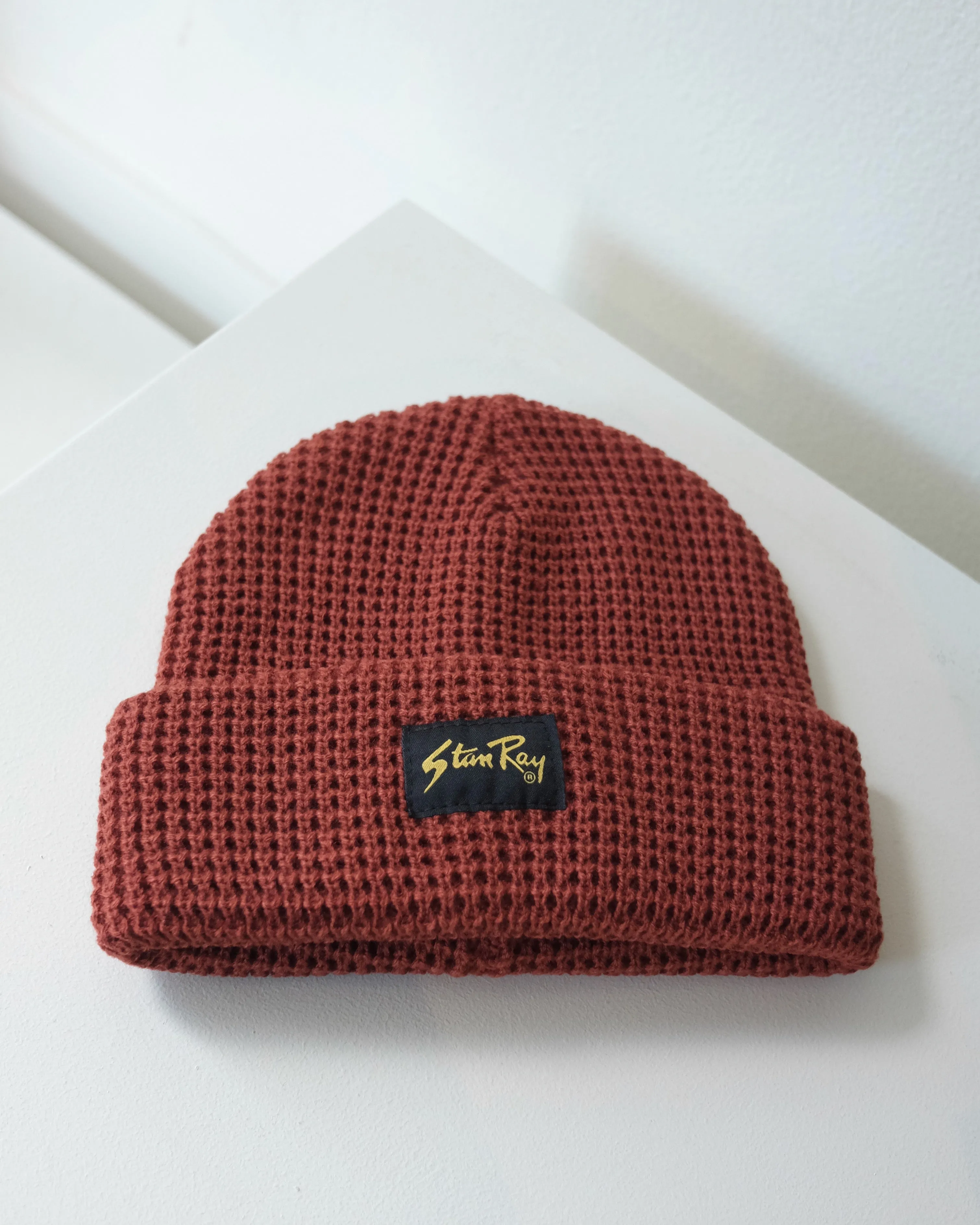 Waffle Knit Beanie, Cranberry