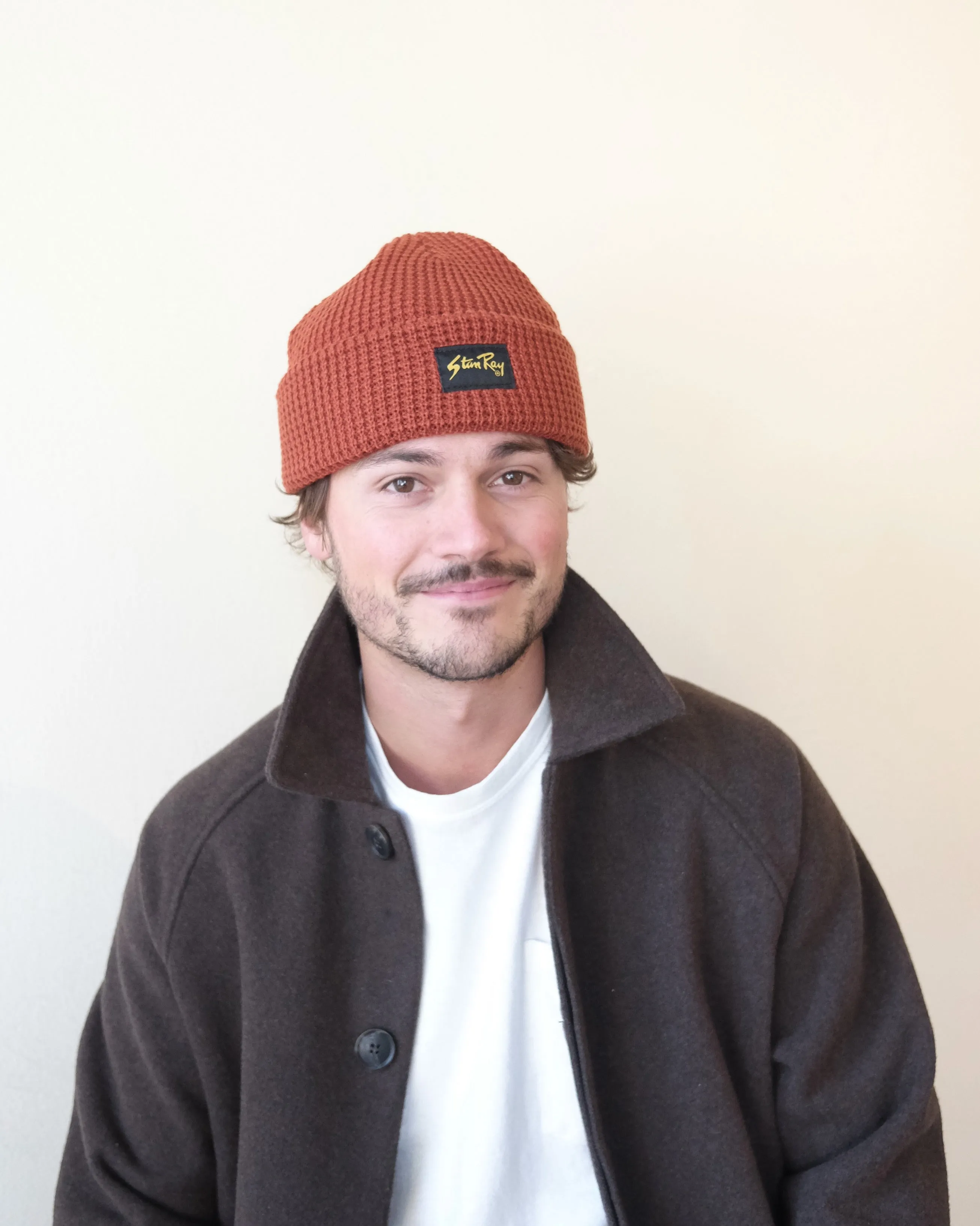 Waffle Knit Beanie, Cranberry