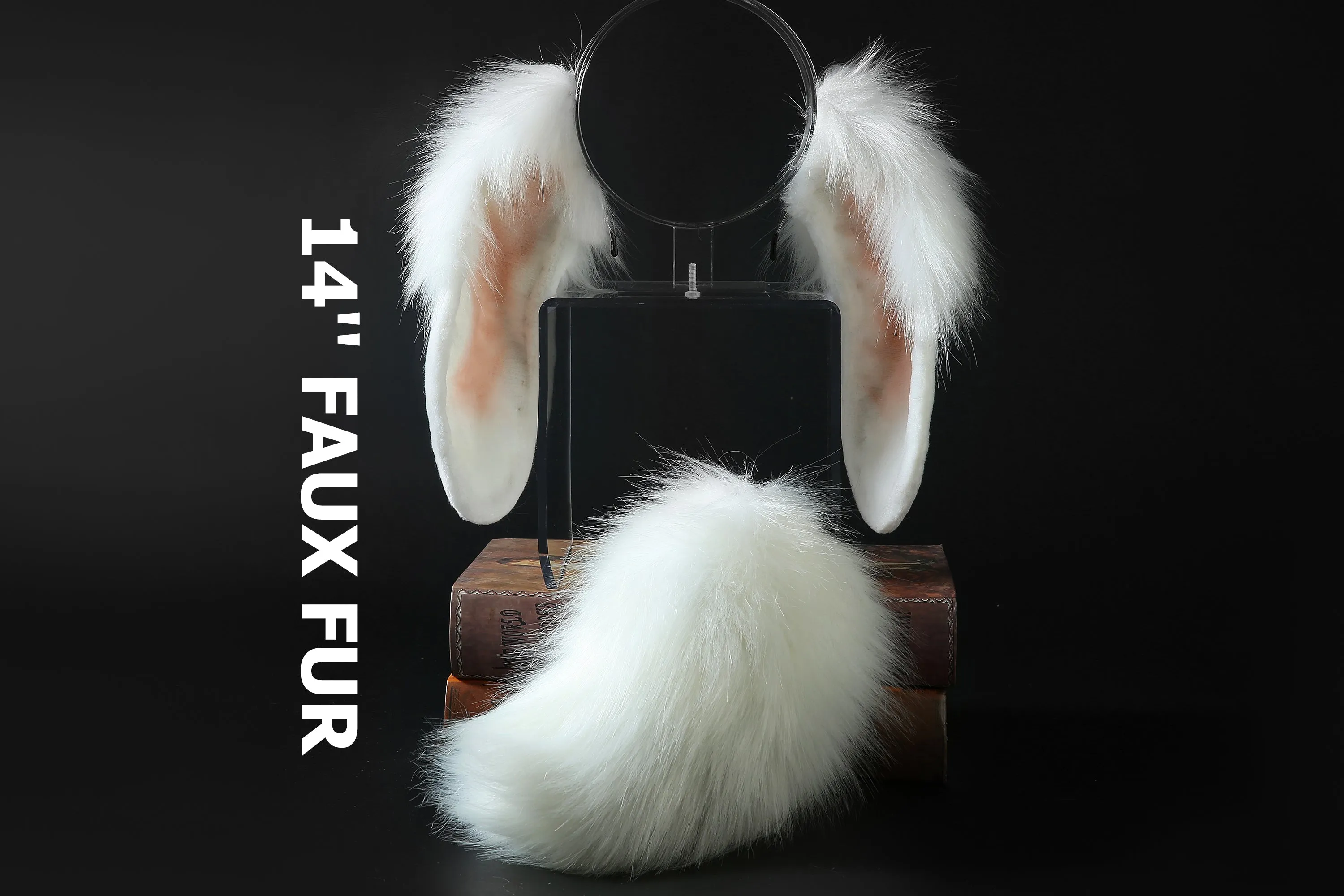 White lop bunny ear and tail plug rabbit