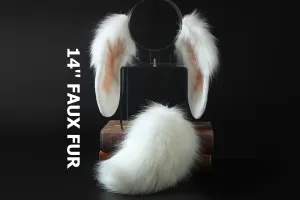 White lop bunny ear and tail plug rabbit